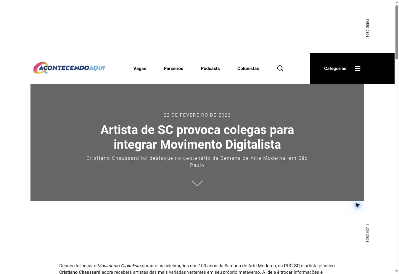 Acontecendo Aqui — Santa Catarina artist invites peers to join the Digitalist Movement